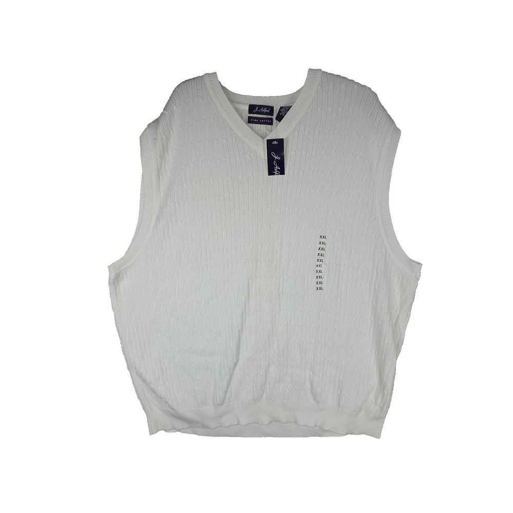 Vtg J Ashford Sweater Vest XXL Mens White Pima Cotton NWT Big & Tall Preppy Golf